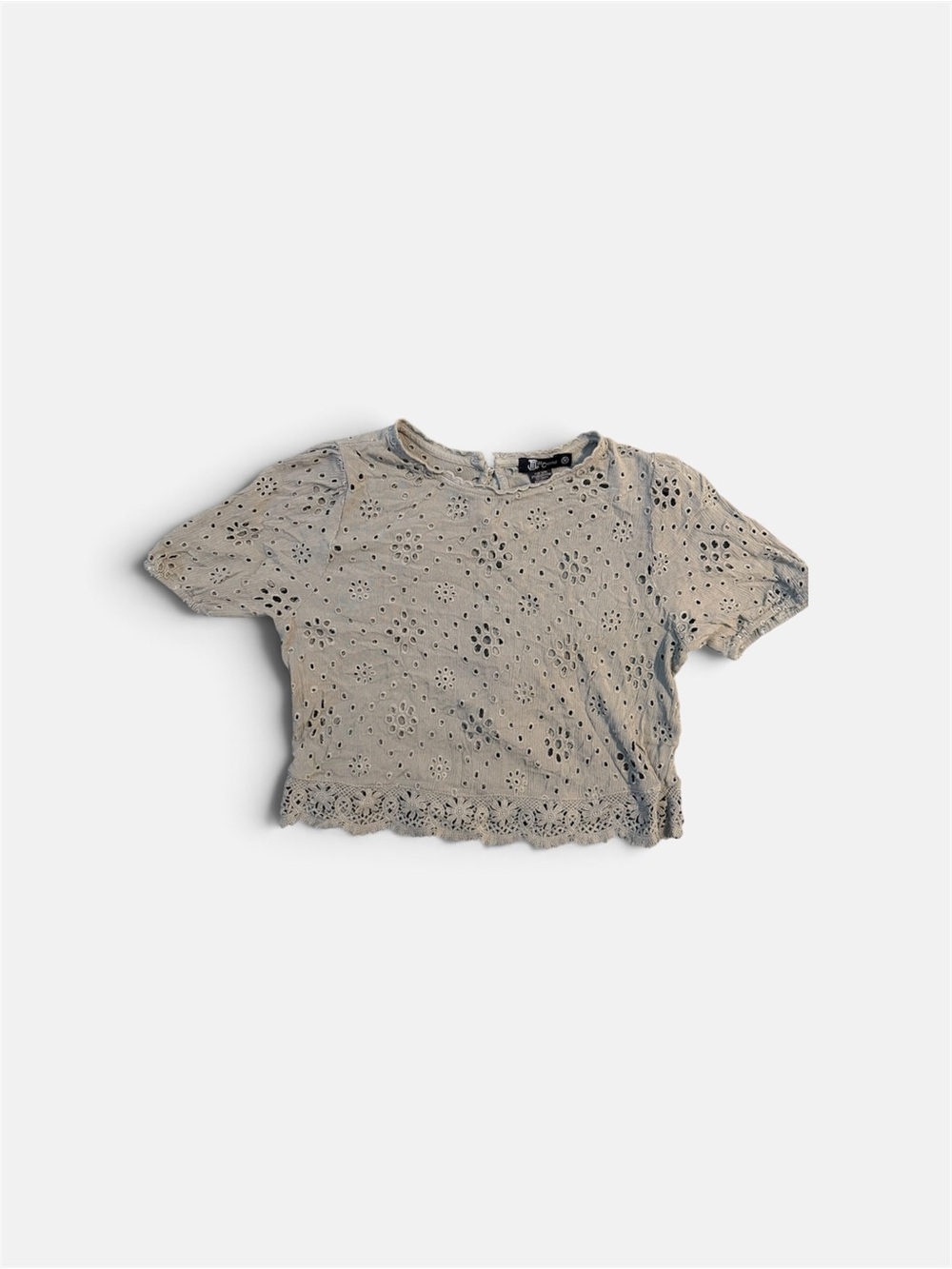 Eyelet Cropped Top in sage green